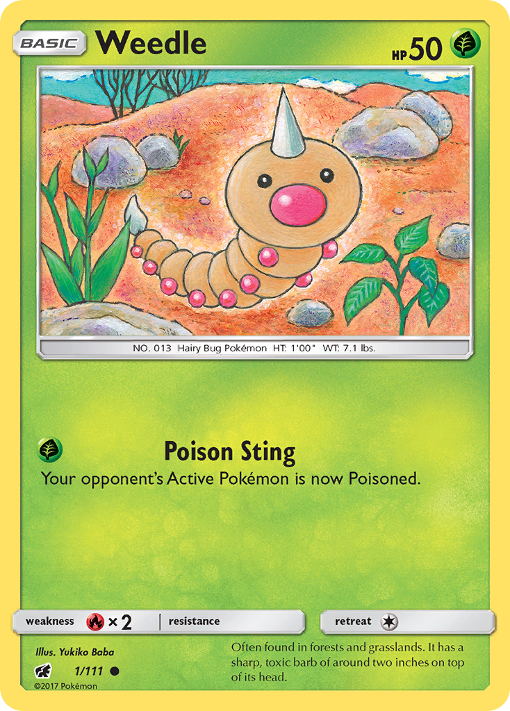 Weedle (1/111) [Sun & Moon: Crimson Invasion] | Shuffle n Cut Hobbies & Games
