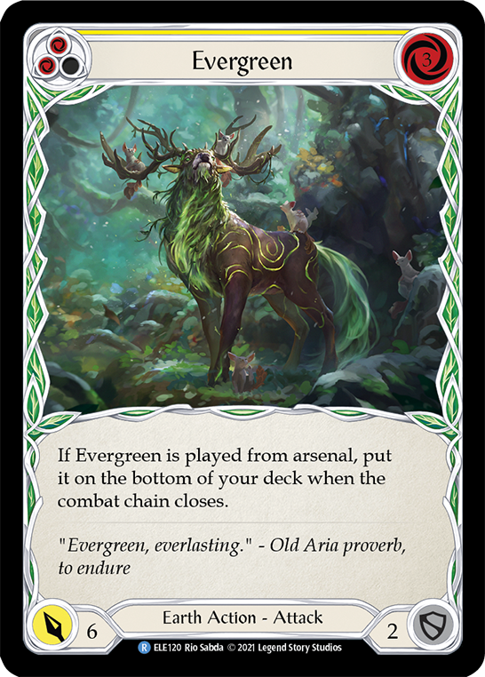 Evergreen (Yellow) [ELE120] (Tales of Aria)  1st Edition Rainbow Foil | Shuffle n Cut Hobbies & Games