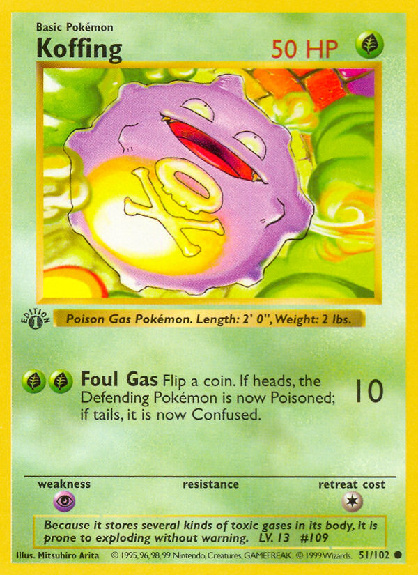 Koffing (51/102) (Shadowless) [Base Set 1st Edition] | Shuffle n Cut Hobbies & Games