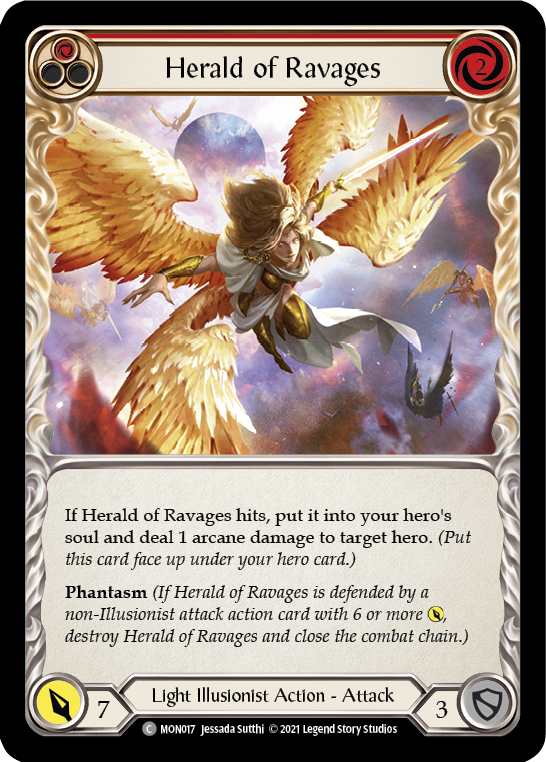 Herald of Ravages (Red) (Rainbow Foil) [MON017-RF] 1st Edition Rainbow Foil | Shuffle n Cut Hobbies & Games