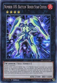 Number 105: Battlin' Boxer Star Cestus [MP14-EN028] Super Rare | Shuffle n Cut Hobbies & Games