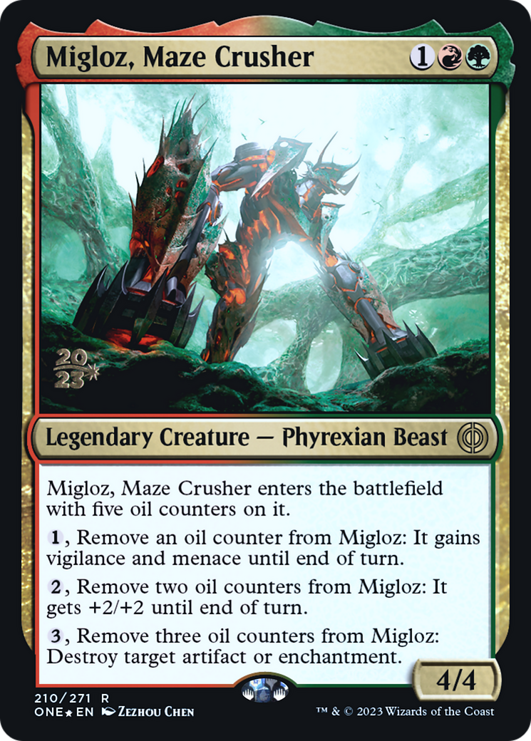 Migloz, Maze Crusher [Phyrexia: All Will Be One Prerelease Promos] | Shuffle n Cut Hobbies & Games