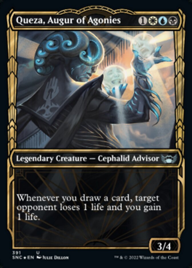 Queza, Augur of Agonies (Showcase Golden Age Gilded Foil) [Streets of New Capenna] | Shuffle n Cut Hobbies & Games