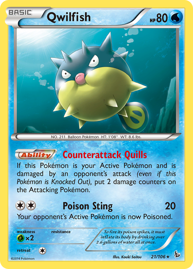 Qwilfish (21/106) [XY: Flashfire] | Shuffle n Cut Hobbies & Games