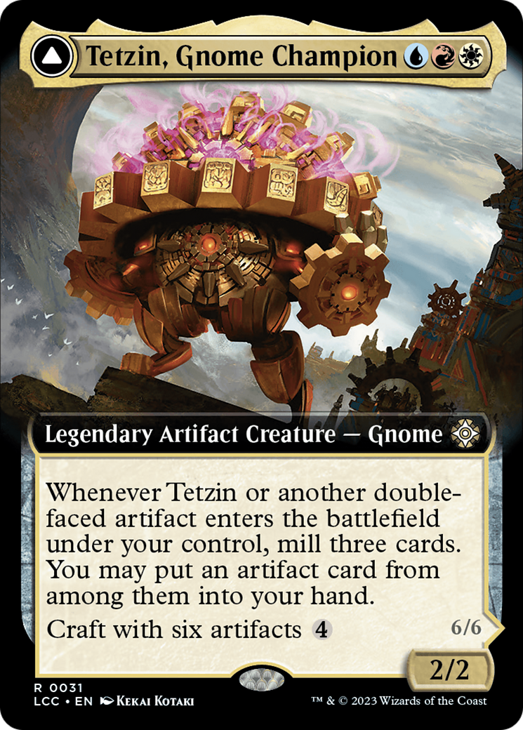 Tetzin, Gnome Champion // The Golden-Gear Colossus (Extended Art) [The Lost Caverns of Ixalan Commander] | Shuffle n Cut Hobbies & Games