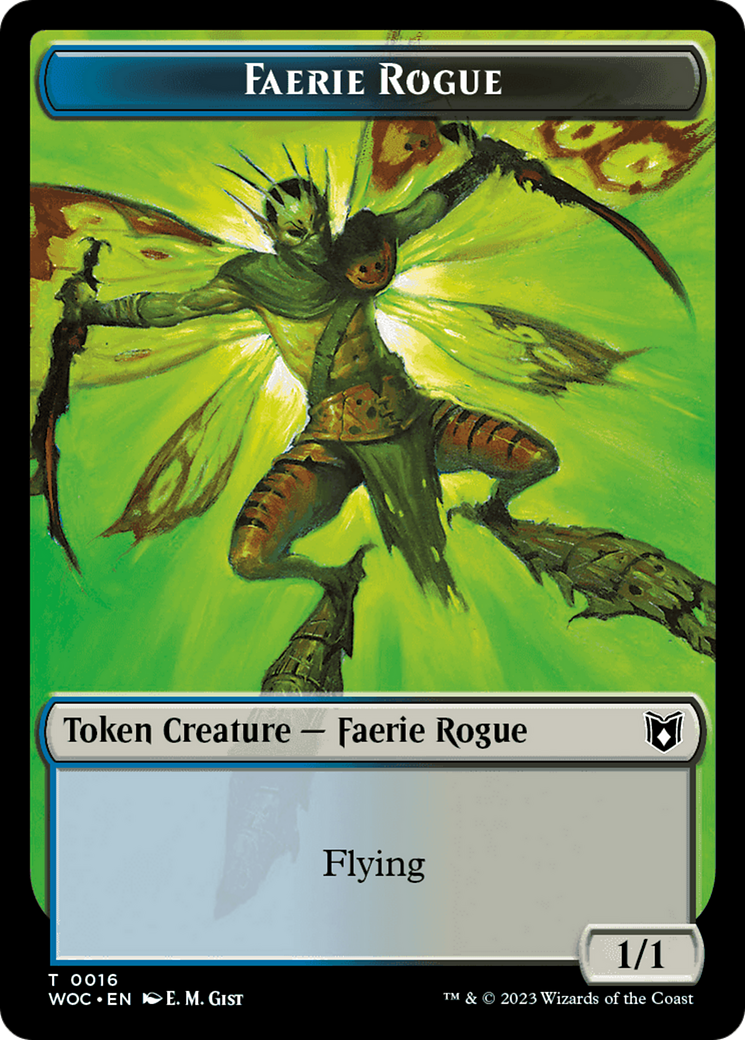 Faerie Rogue // Faerie (0016) Double-Sided Token [Wilds of Eldraine Commander Tokens] | Shuffle n Cut Hobbies & Games