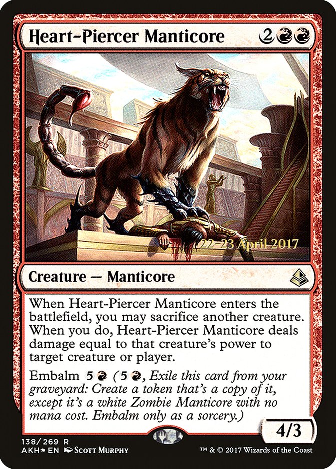 Heart-Piercer Manticore [Amonkhet Prerelease Promos] | Shuffle n Cut Hobbies & Games