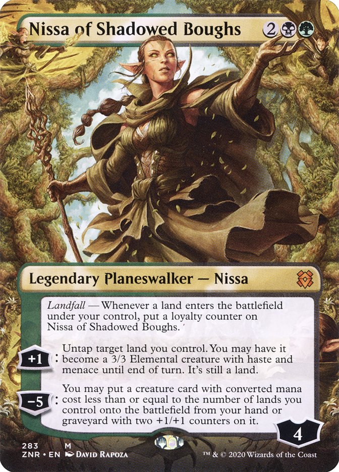 Nissa of Shadowed Boughs (Borderless) [Zendikar Rising] | Shuffle n Cut Hobbies & Games