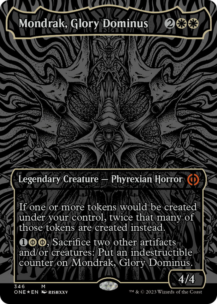 Mondrak, Glory Dominus (Oil Slick Raised Foil) [Phyrexia: All Will Be One] | Shuffle n Cut Hobbies & Games