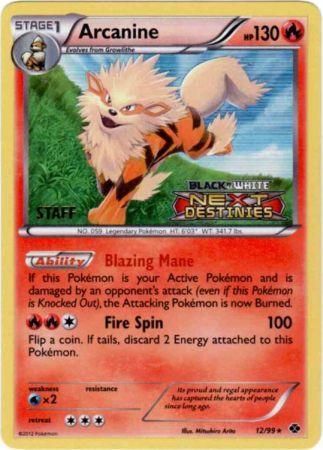 Arcanine (12/99) (Staff Prerelease Promo) [Black & White: Black Star Promos] | Shuffle n Cut Hobbies & Games