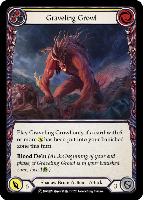 Graveling Growl (Yellow) (Rainbow Foil) [U-MON145-RF] Unlimited Edition Rainbow Foil | Shuffle n Cut Hobbies & Games