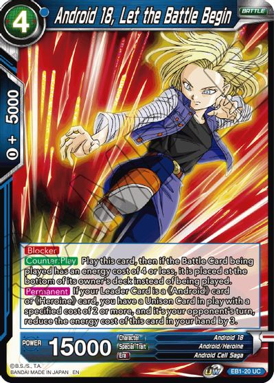 Android 18, Let the Battle Begin (EB1-20) [Battle Evolution Booster] | Shuffle n Cut Hobbies & Games