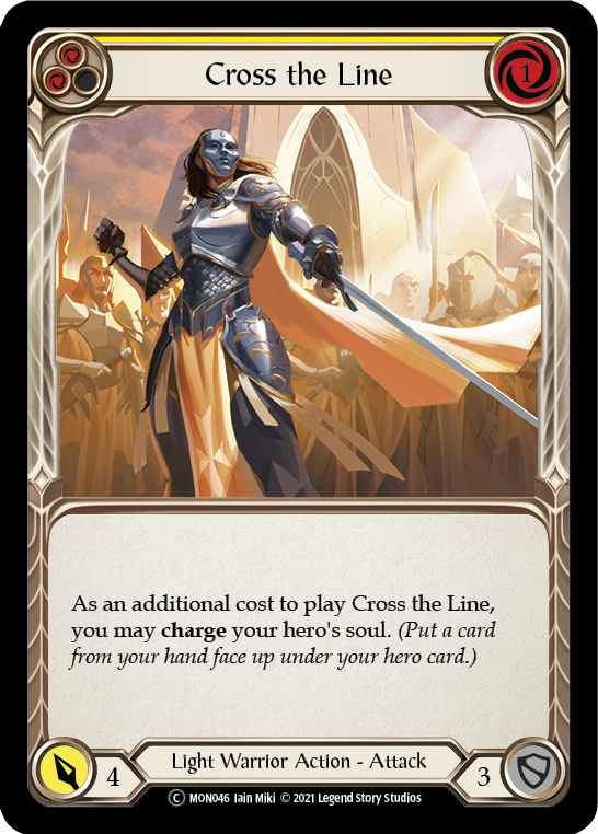 Cross the Line (Yellow) (Rainbow Foil) [U-MON046-RF] Unlimited Edition Rainbow Foil | Shuffle n Cut Hobbies & Games