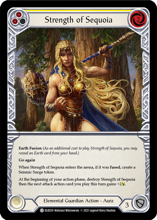 Strength of Sequoia (Yellow) [ELE029] (Tales of Aria)  1st Edition Rainbow Foil | Shuffle n Cut Hobbies & Games