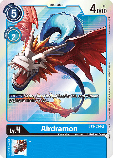 Airdramon [BT3-024] (Buy-A-Box Promo) [Release Special Booster Ver.1.5 Promos] | Shuffle n Cut Hobbies & Games