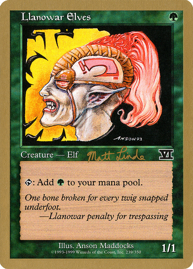 Llanowar Elves (Matt Linde) [World Championship Decks 1999] | Shuffle n Cut Hobbies & Games