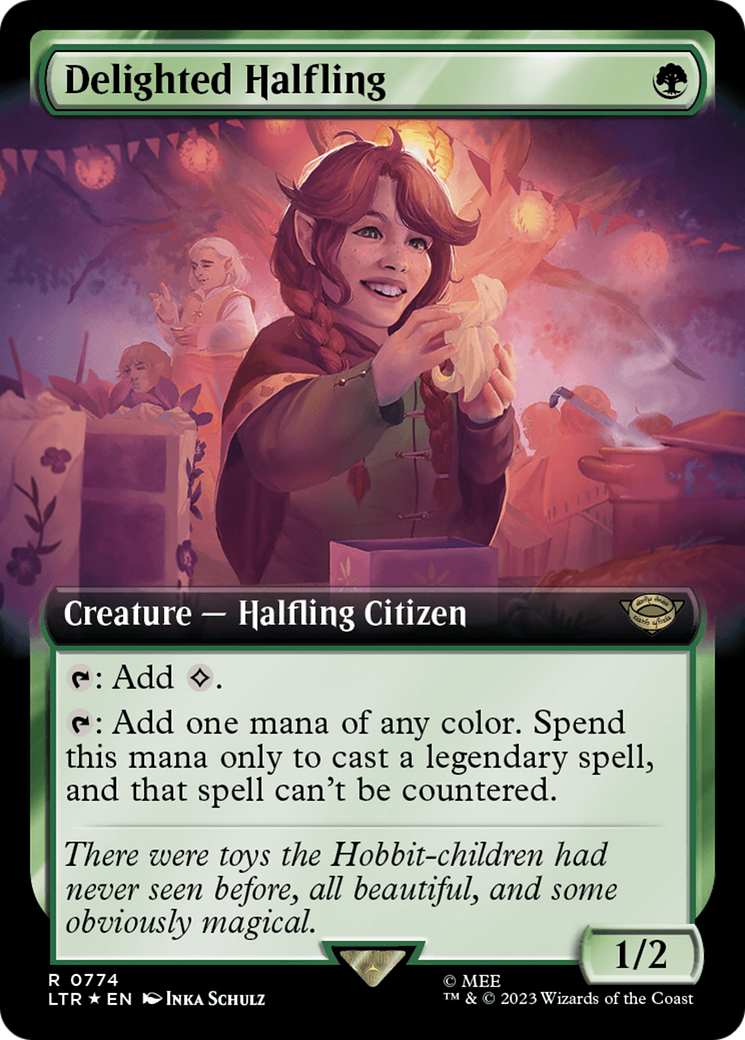 Delighted Halfling (Extended Art) (Surge Foil) [The Lord of the Rings: Tales of Middle-Earth] | Shuffle n Cut Hobbies & Games