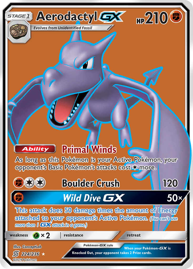 Aerodactyl GX (224/236) [Sun & Moon: Unified Minds] | Shuffle n Cut Hobbies & Games