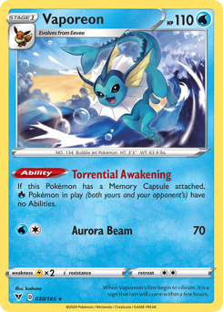 Vaporeon (030/185) [Sword & Shield: Vivid Voltage] | Shuffle n Cut Hobbies & Games
