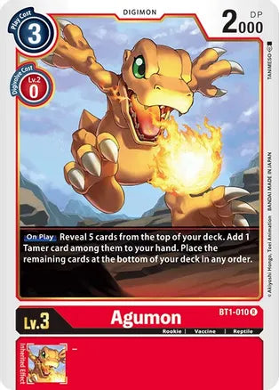 BT1-010: Agumon | Shuffle n Cut Hobbies & Games