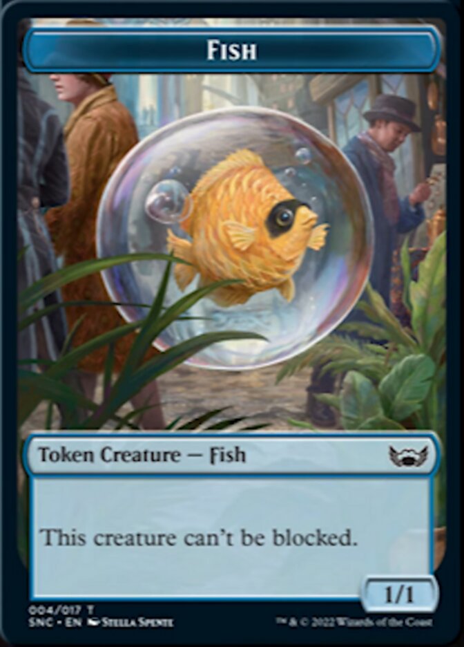 Fish // Rhino Warrior Double-Sided Token [Streets of New Capenna Tokens] | Shuffle n Cut Hobbies & Games