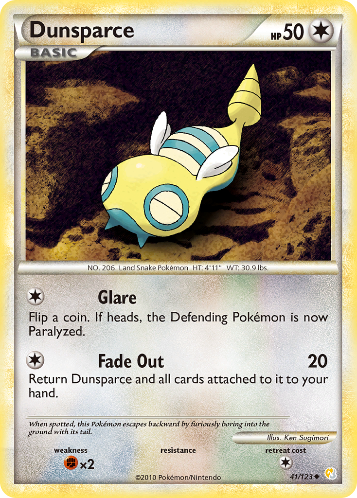 Dunsparce (41/123) [HeartGold & SoulSilver: Base Set] | Shuffle n Cut Hobbies & Games