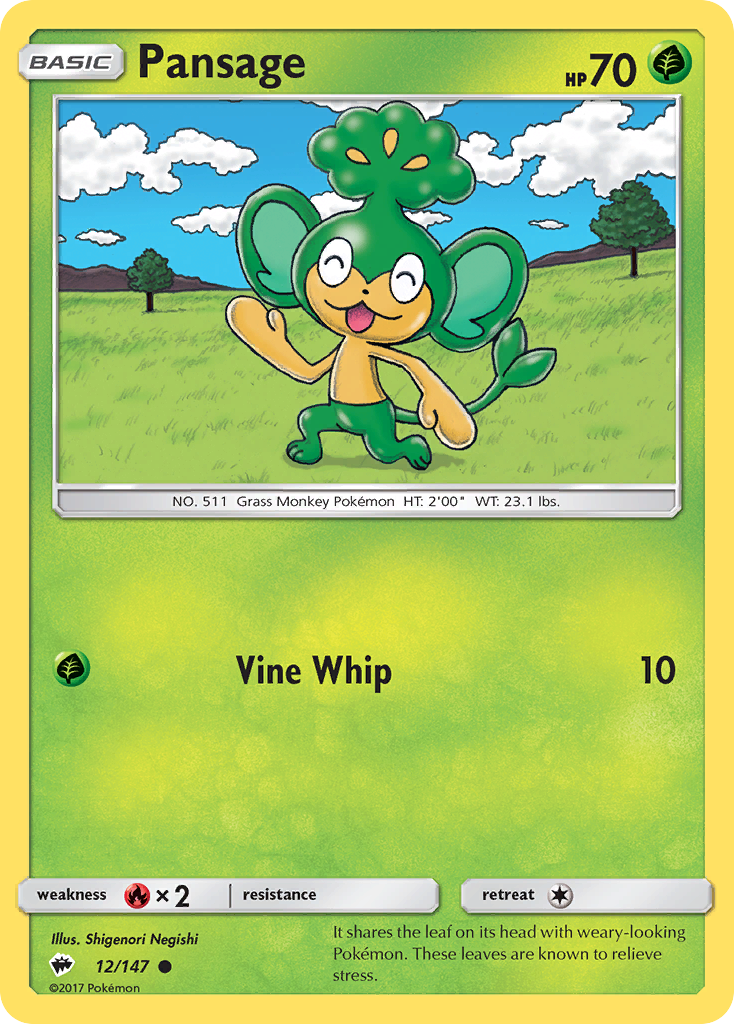 Pansage (12/147) [Sun & Moon: Burning Shadows] | Shuffle n Cut Hobbies & Games