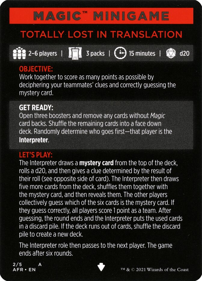 Totally Lost in Translation (Magic Minigame) [Dungeons & Dragons: Adventures in the Forgotten Realms Minigame] | Shuffle n Cut Hobbies & Games