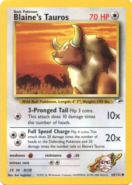 Blaine's Tauros (64/132) [Gym Heroes Unlimited] | Shuffle n Cut Hobbies & Games