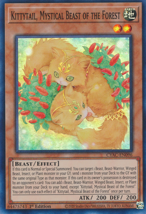Kittytail, Mystical Beast of the Forest [CYAC-EN096] Super Rare | Shuffle n Cut Hobbies & Games