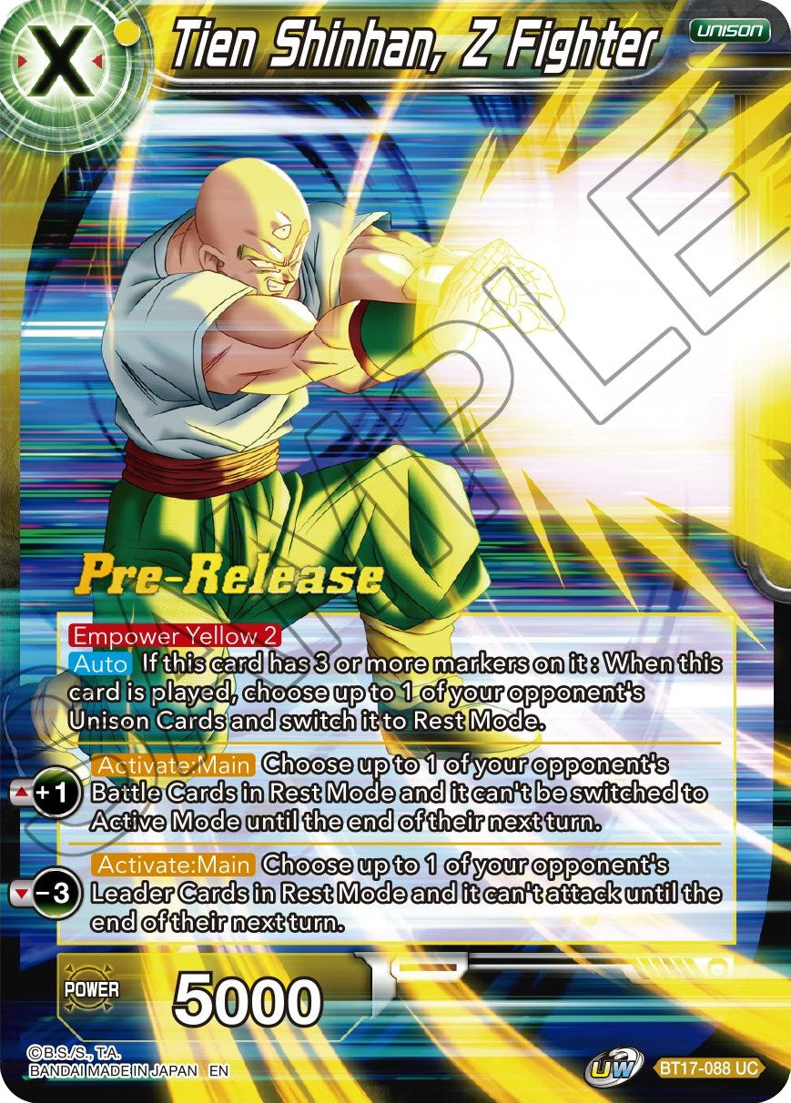 Tien Shinhan, Z Fighter (BT17-088) [Ultimate Squad Prerelease Promos] | Shuffle n Cut Hobbies & Games