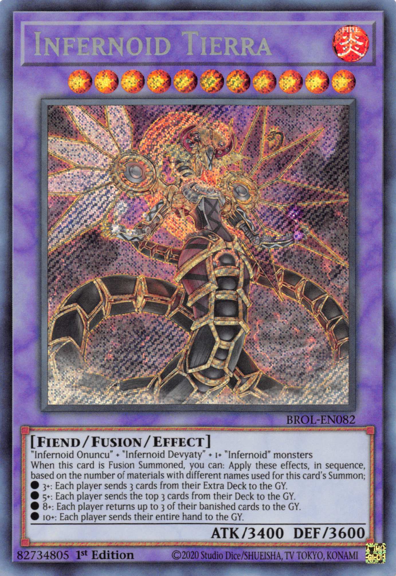 Infernoid Tierra [BROL-EN082] Secret Rare | Shuffle n Cut Hobbies & Games