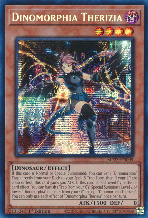 Dinomorphia Therizia [MP23-EN009] Prismatic Secret Rare | Shuffle n Cut Hobbies & Games