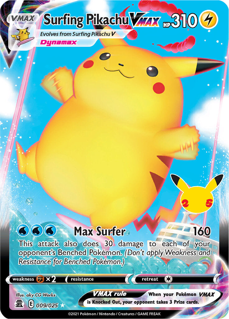 Surfing Pikachu VMAX (009/025) [Celebrations: 25th Anniversary] | Shuffle n Cut Hobbies & Games