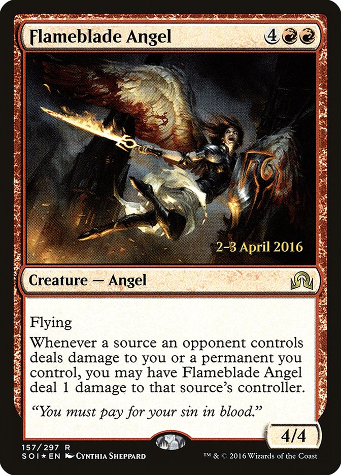 Flameblade Angel [Shadows over Innistrad Prerelease Promos] | Shuffle n Cut Hobbies & Games