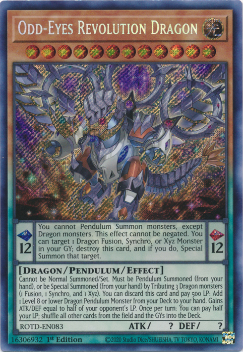 Odd-Eyes Revolution Dragon [ROTD-EN083] Secret Rare | Shuffle n Cut Hobbies & Games