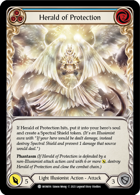 Herald of Protection (Blue) (Rainbow Foil) [MON016-RF] 1st Edition Rainbow Foil | Shuffle n Cut Hobbies & Games