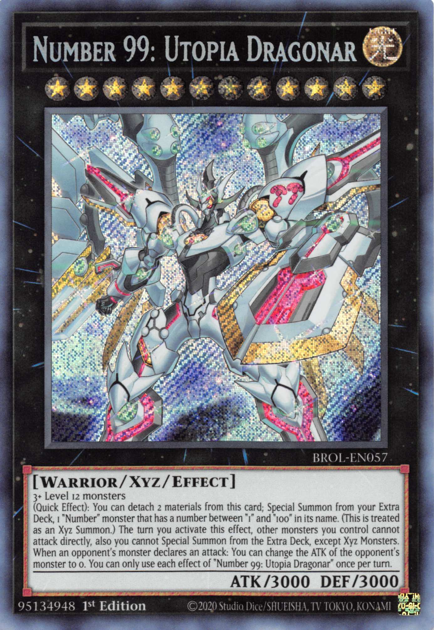 Number 99: Utopia Dragonar [BROL-EN057] Secret Rare | Shuffle n Cut Hobbies & Games