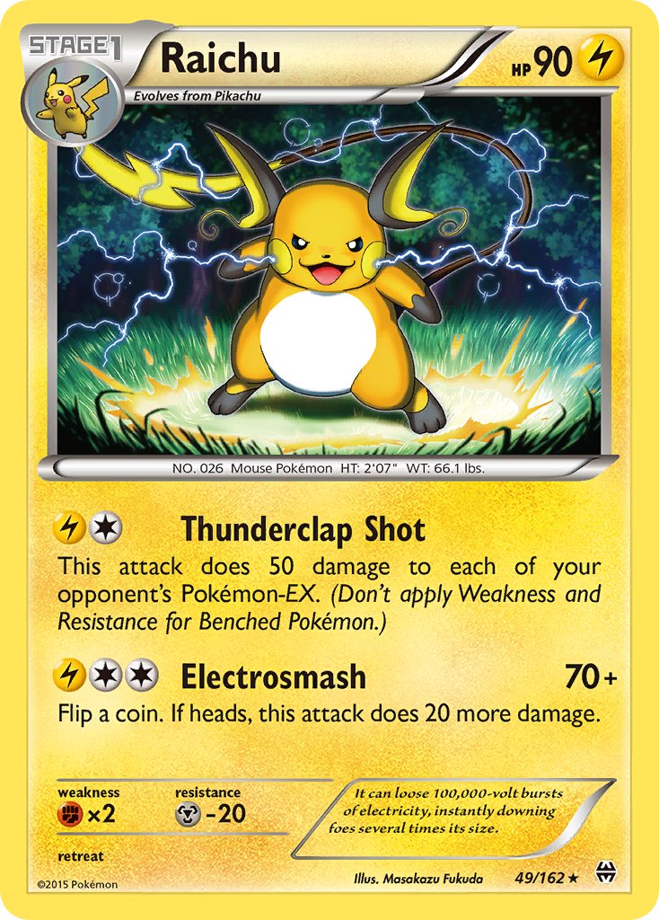 Raichu (49/162) (Theme Deck Exclusive) [XY: BREAKthrough] | Shuffle n Cut Hobbies & Games
