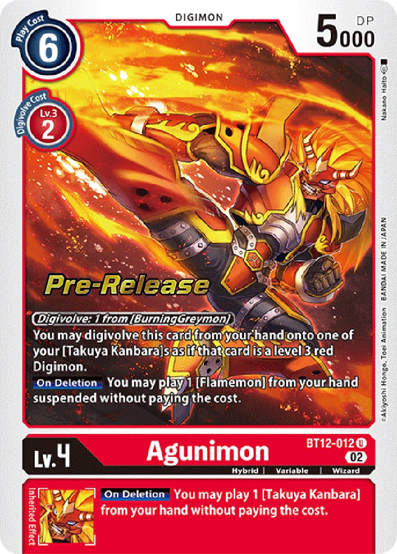 Agunimon [BT12-012] [Across Time Pre-Release Cards] | Shuffle n Cut Hobbies & Games