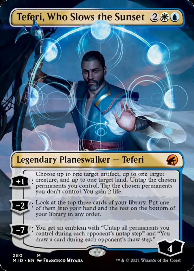 Teferi, Who Slows the Sunset (Borderless) [Innistrad: Midnight Hunt] | Shuffle n Cut Hobbies & Games