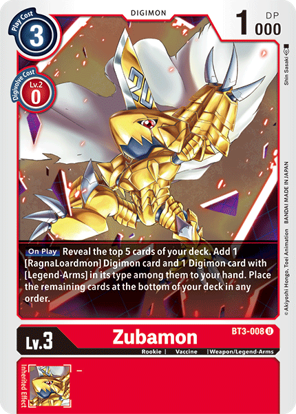 Zubamon [BT3-008] [Release Special Booster Ver.1.5] | Shuffle n Cut Hobbies & Games