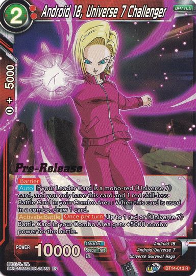 Android 18, Universe 7 Challenger (BT14-013) [Cross Spirits Prerelease Promos] | Shuffle n Cut Hobbies & Games