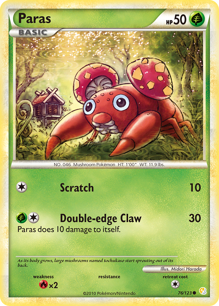 Paras (76/123) [HeartGold & SoulSilver: Base Set] | Shuffle n Cut Hobbies & Games