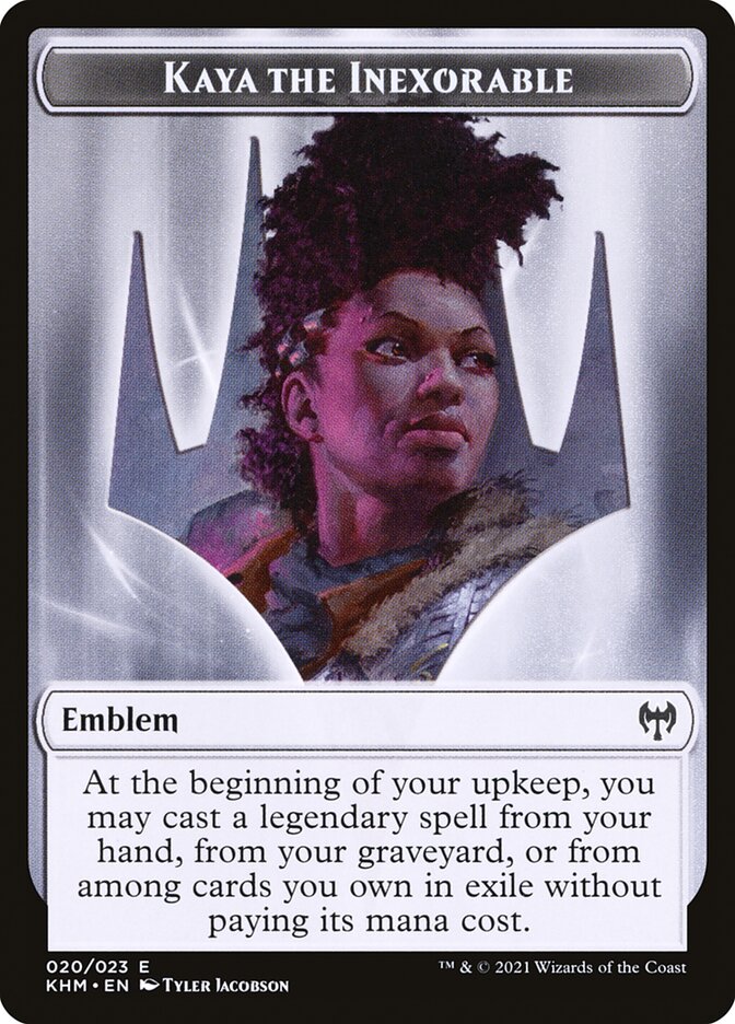 Human Warrior // Kaya, the Inexorable Emblem Double-Sided Token [Kaldheim Tokens] | Shuffle n Cut Hobbies & Games