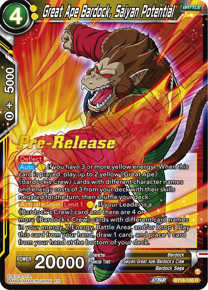 Great Ape Bardock, Saiyan Potential (BT18-106) [Dawn of the Z-Legends Prerelease Promos] | Shuffle n Cut Hobbies & Games