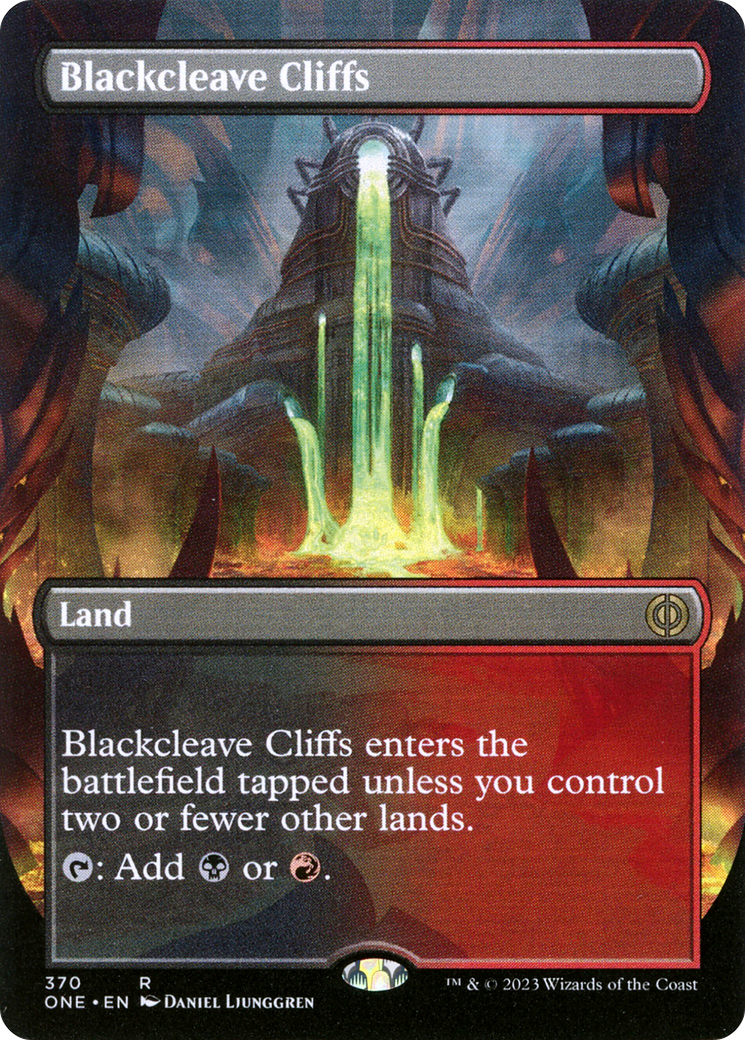 Blackcleave Cliffs (Borderless Alternate Art) [Phyrexia: All Will Be One] | Shuffle n Cut Hobbies & Games
