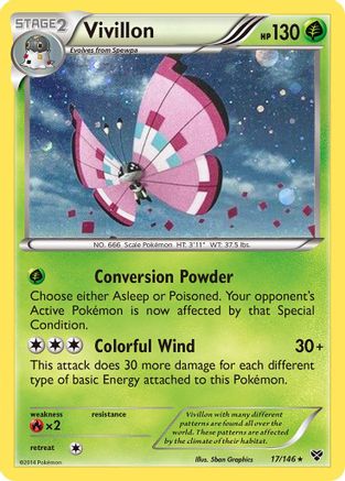 Vivillon (17/146) (Meadow Form/Pink Wings) (Cosmos Holo) [XY: Base Set] | Shuffle n Cut Hobbies & Games