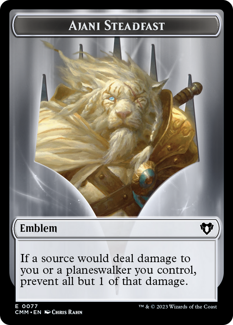 Ajani Steadfast Emblem // Wizard Double-Sided Token [Commander Masters Tokens] | Shuffle n Cut Hobbies & Games