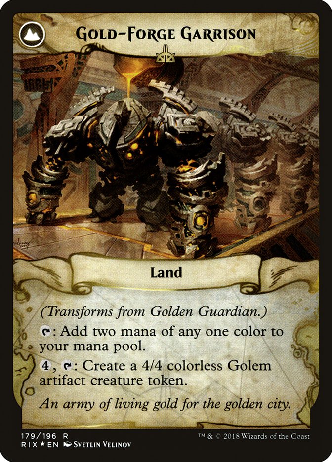 Golden Guardian // Gold-Forge Garrison [Rivals of Ixalan Prerelease Promos] | Shuffle n Cut Hobbies & Games